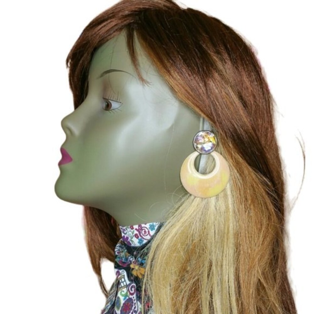 Handmade Aurora Borealis Crystal Pierced Earrings